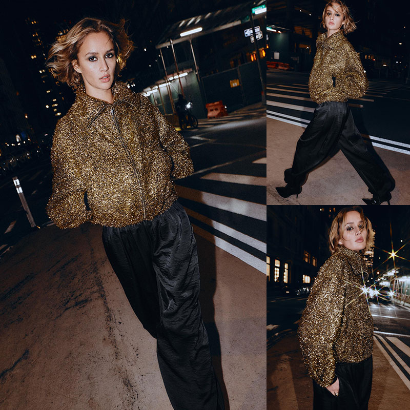 2025冬季新品 女装 时尚甜美百搭金属色线夹克外套 9530601 830