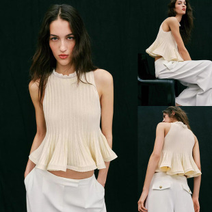 时尚 无袖 罗纹针织短裙式 2026夏季 0014007 女装 下摆上衣 712 新品