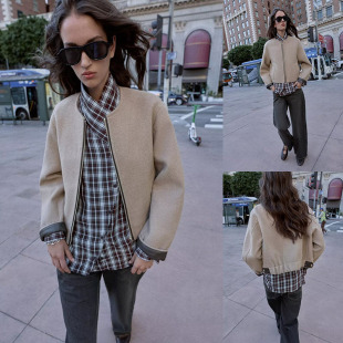 新品 3046220 女装 气质皮革效果饰层夹克外套 711 时尚 2026春季