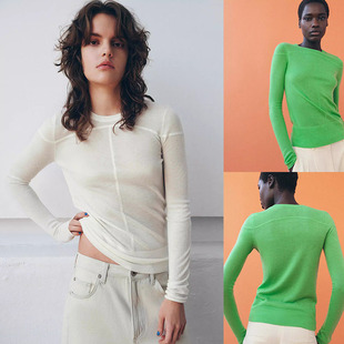 长袖 女装 新品 712 2142032 914 圆领细针针织衫 2026春季
