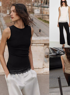 2026夏季新品 女装 时尚不对称褶皱蕾丝上衣 1067155 251 748 800