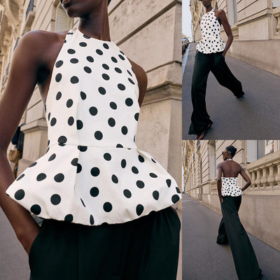 2026夏季新品 女装 时尚挂脖领露背波点气球版型上衣 1165071 070