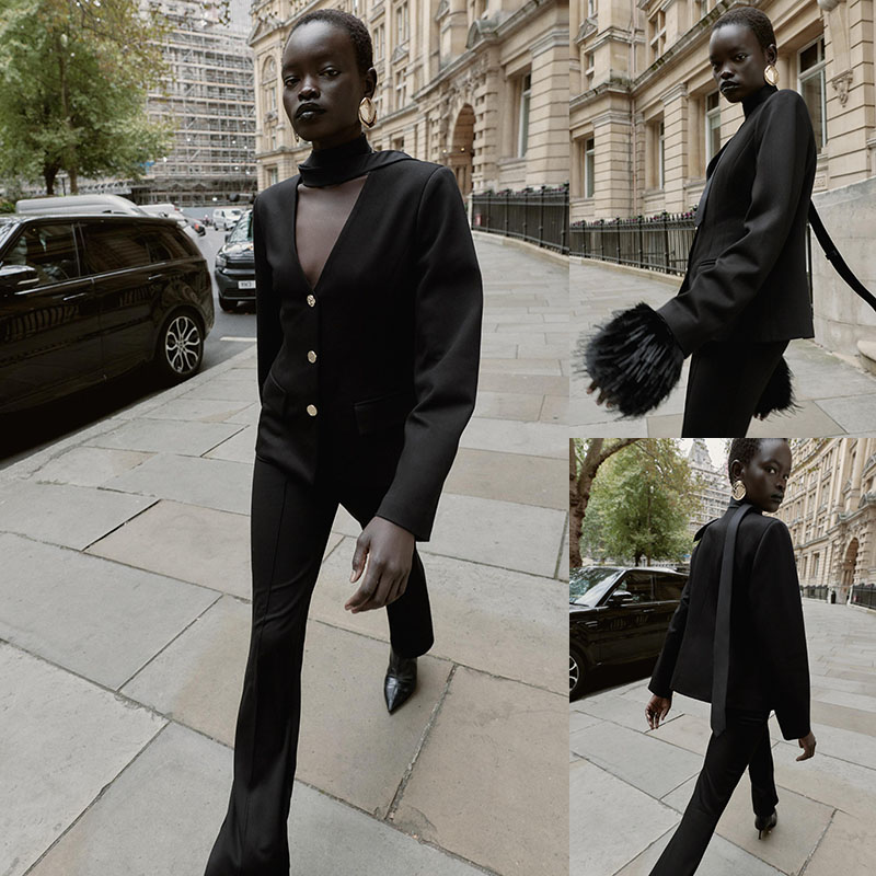 2025冬季新品 女装 气质时尚修身短款带垫肩西装外套 8741569 800