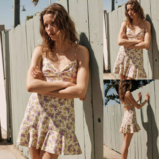 新品 3152326 女装 褶皱领扣花朵吊带连衣裙 668 甜美时尚 2026夏季