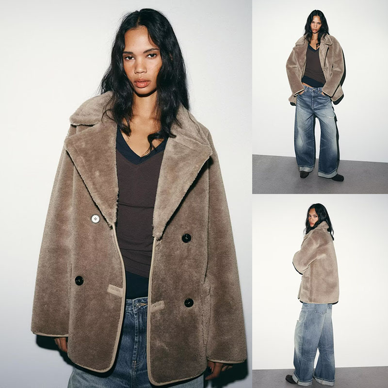 2025冬季新品 女装 气质时尚甜美百搭双面两穿大衣外套 8490704