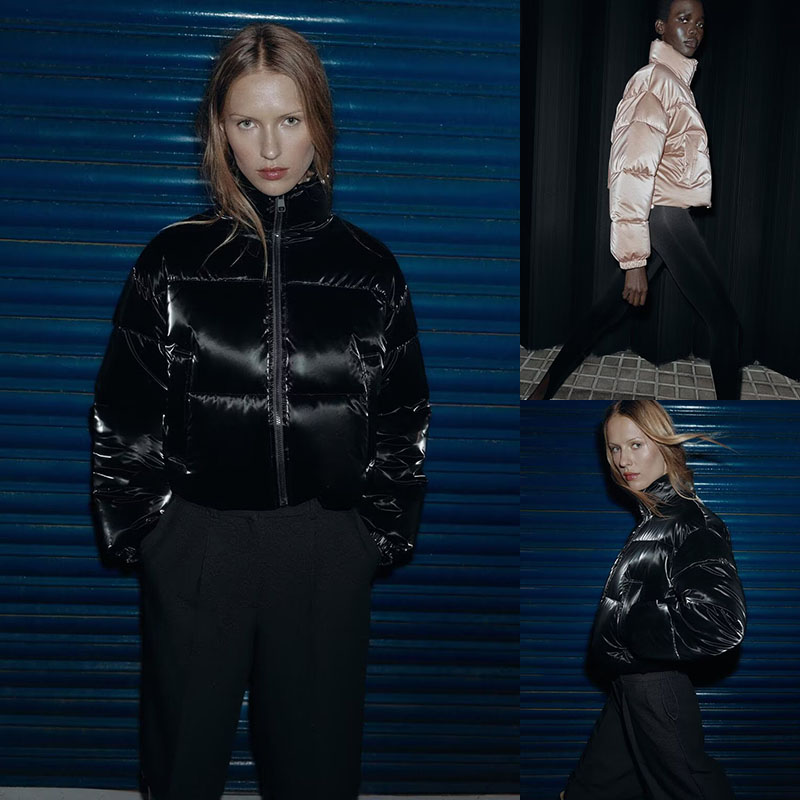 2025冬季新品 女装 长袖立领亮面风帽厚夹克外套 8073238 800 307