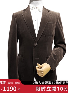 ZOTENO/左天奴西装男新款灯芯绒单西商务休闲西服两粒扣外套A0X40