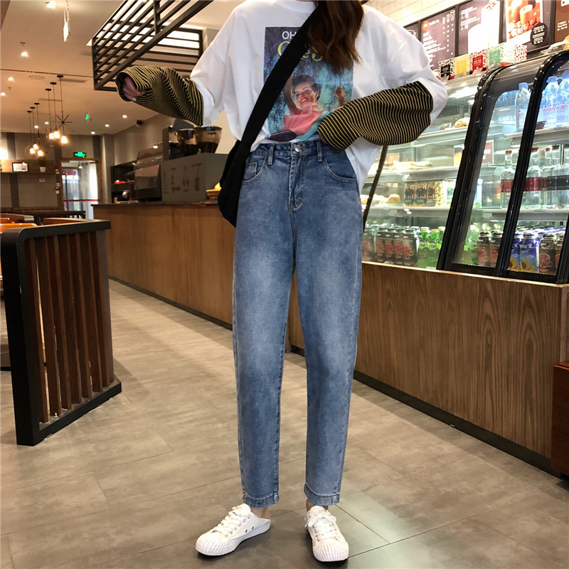 Real auction special price 2020 Korean high waist SLIM STRAIGHT JEANS quarter jeans