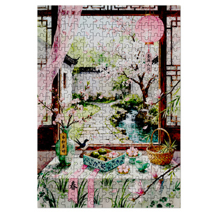 纸质300/500/1000片拼图进阶国风四季荷花成人装饰品智力拼装玩具