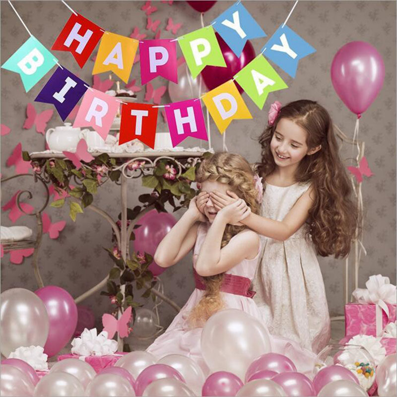生日装扮小彩旗 派对聚会装饰道具儿童摄影三角旗挂旗幼儿园拉花