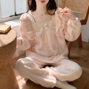 奶fufu珊瑚绒睡裙秋冬女款公主风甜美冬季加绒加厚保暖法兰绒睡衣
