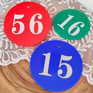 亚克力号码牌数字挂牌标识标记牌吊牌定制钥匙牌叫号牌编号序号牌