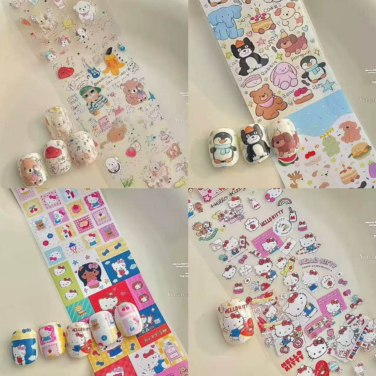 美甲转印纸kitty卡通图案涂鸦风