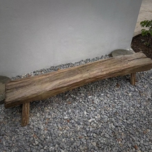 老木头枯木长条凳实木侘寂风风化木朽木矮凳子户外庭院公园艺术凳