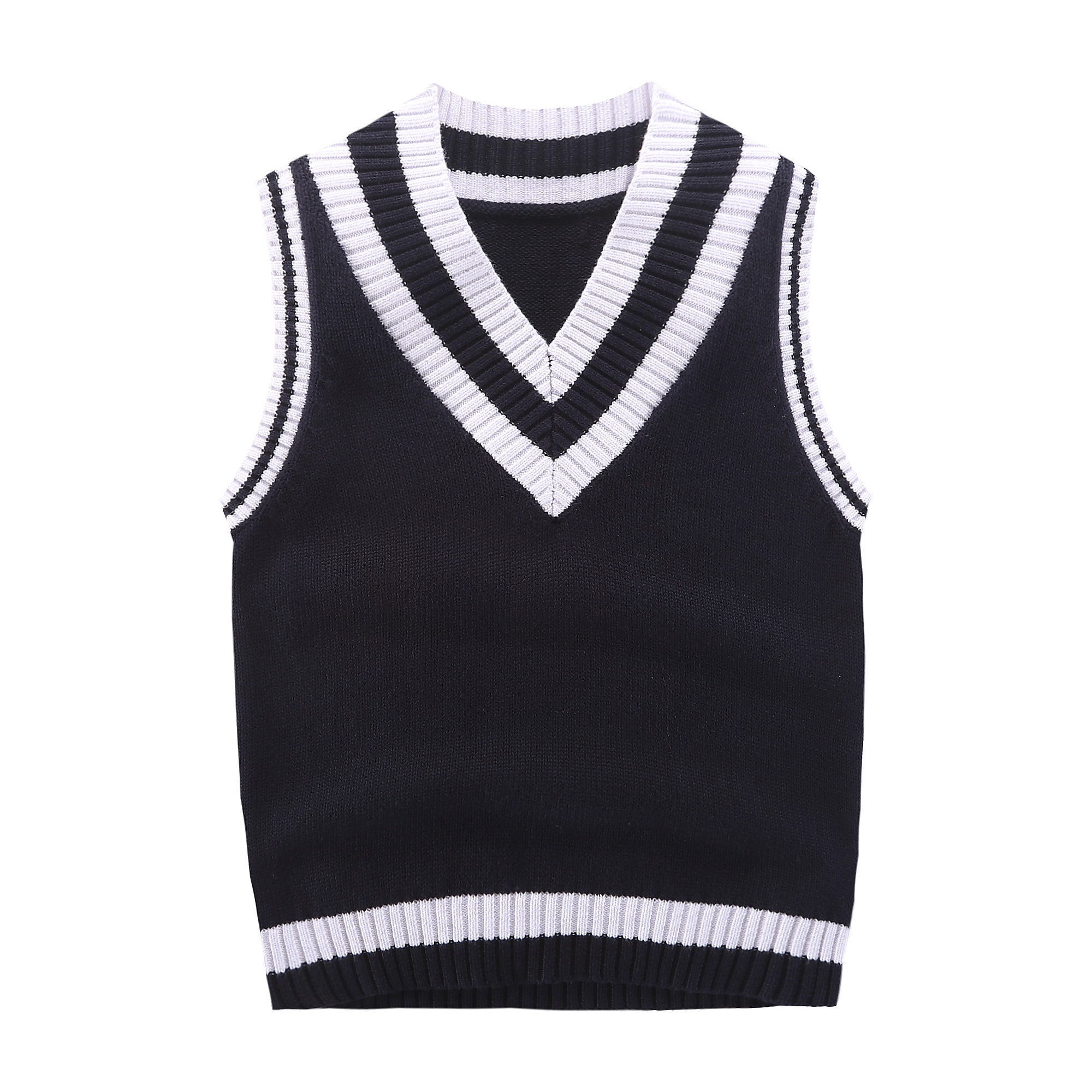 春秋新款毛衣背心儿童毛线衣男童女童纯棉针织套头衫马甲V领全棉