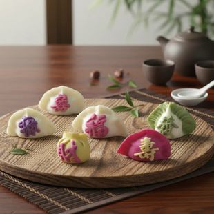 年夜饭福气满满福字發财喜字印字水饺模具花馍面食刻字压花磨具