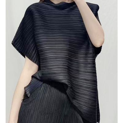 三宅系列褶皱女夏季高端新款特别百搭短袖上衣显瘦恤衫女装透气