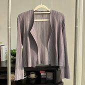 PP纯色休闲长袖 00后2025春秋ins风褶皱开衫 百搭基础款 短外套