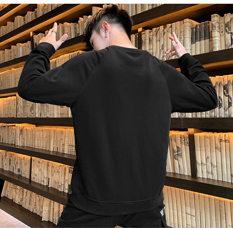 DIY 실제 의류 샘플 의류 절단 그림 긴팔 라운드 넥 남성 티셔츠 느슨한 라글란 슬리브 스웨트 패턴 1256
