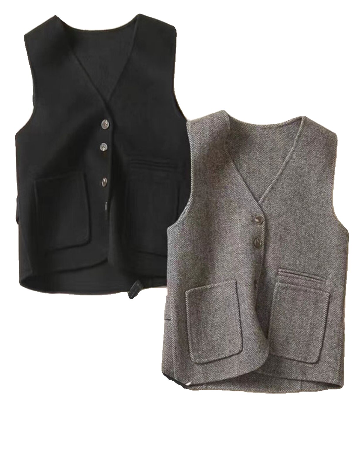 TUANTUANJIA 여성 의류 재단 사진 1:1 실제 샘플 브이넥 모직 조끼 양면 모직 조끼 조끼 패턴 1382