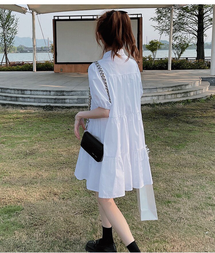 의류드로잉 의류컷팅패턴 실물샘플 프렌치퍼프소매셔츠 반팔드레스 종이패턴 1236