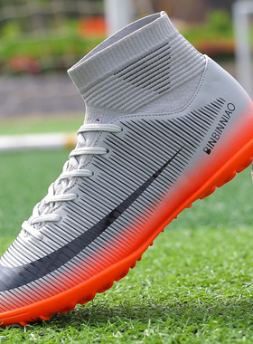 Adults Men's Soccer Shoes High-top Football Boots TF Train