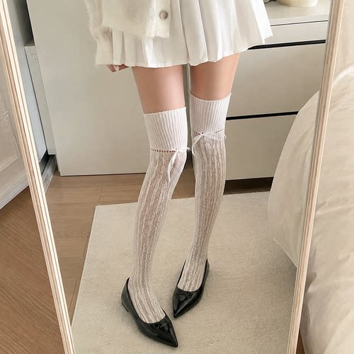vintage古着感~这也太有美拉德那味了!早秋镂空蕾丝jk长筒袜靴袜