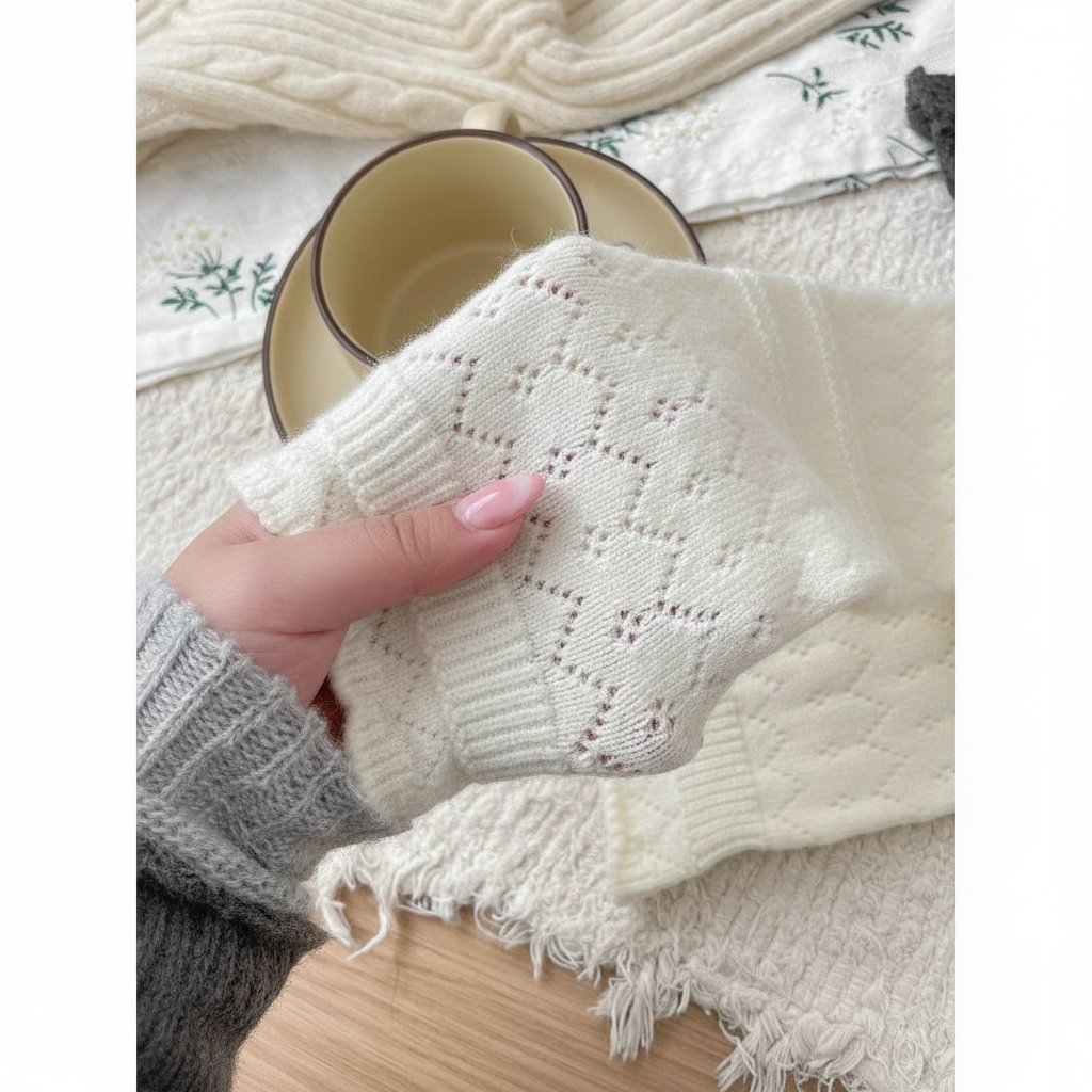 温柔白色羊毛袜配靴子堆堆袜秋冬保暖加厚显瘦长筒袜复古高筒靴袜