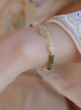 天然和田玉平安扣手链女新中式手