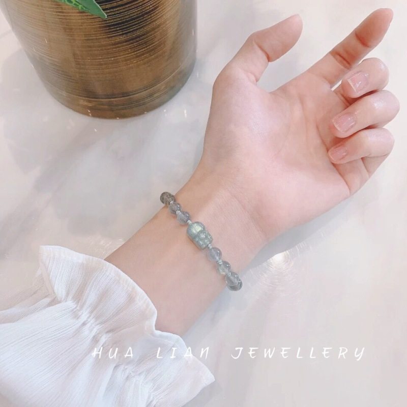 典润珠宝日系拉长灰月光石貔貅女