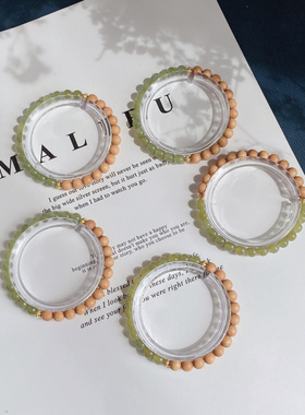 半生诗意天然晴水和田玉圆珠手链