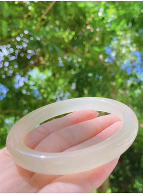 天然阿富汗玉青白玉圆条手镯和田