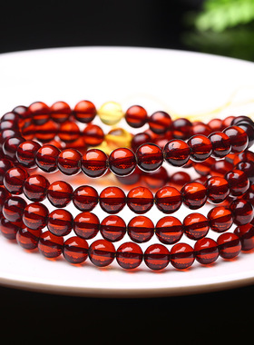 天然血珀手串琥珀蜜蜡手链多圈男