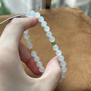 天然白玛瑙手链搭配碧玉配珠单圈手串女款 小众轻奢手串直播供货