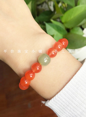 新品天然川料南红玛瑙手串单圈搭