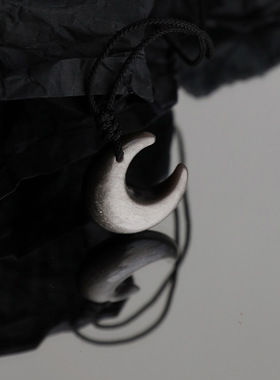 黑曜石项链女双眼猫眼银曜石月亮