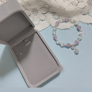 不掉色可沾水弹力女生手串 天然粉晶 森系小众设计 水晶手链