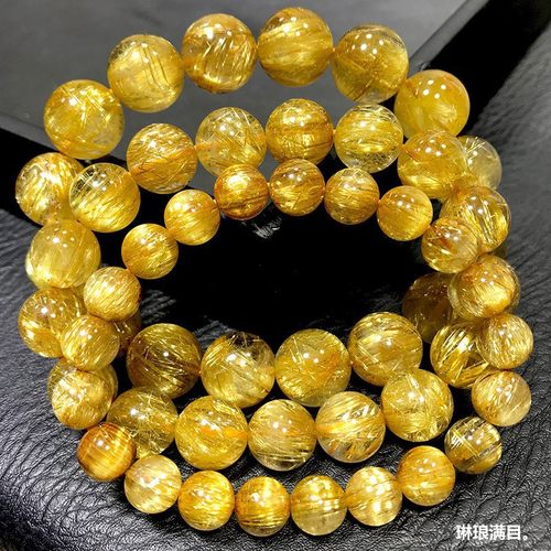 天然巴西金钛晶手串金发晶手链黄