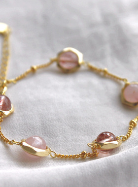 推荐新品桃花星球手链天然草莓晶