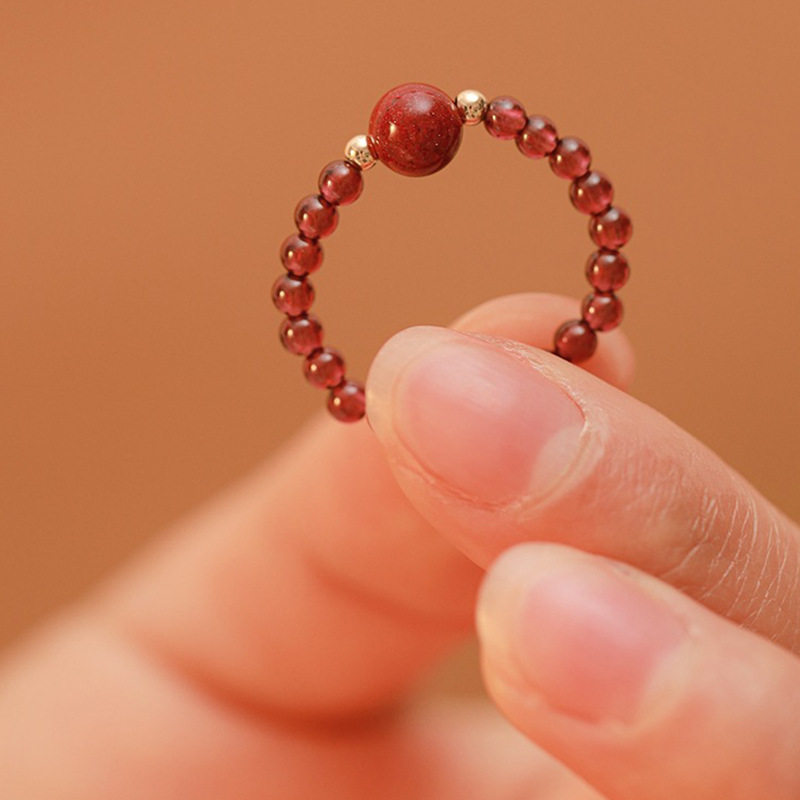 自然原矿高含量紫金砂朱砂戒指国