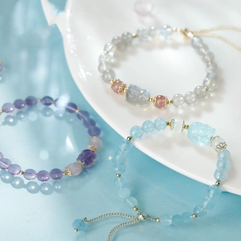 天然手链女生紫粉色25