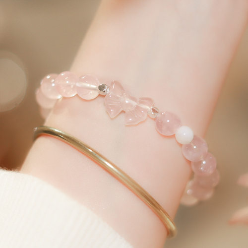 莓果冰糖天然粉水晶手链女芙蓉石
