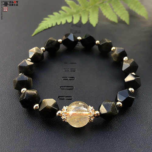 典润珠宝天然宝石切面金曜石金发