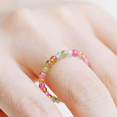 极细2毫米彩虹碧玺戒指女旺夫石