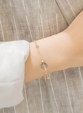 天然草莓晶圆珠单圈手链DIY手工