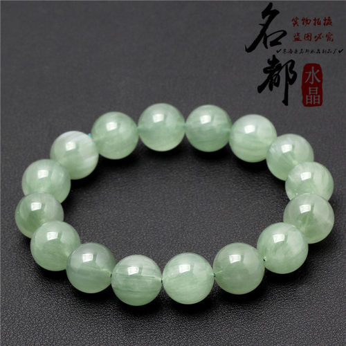 名都水晶 天然顺发绿兔毛发晶手链 维纳斯绿兔毛发晶圆珠手串批发