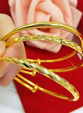 新款时尚婚庆配饰越南沙金手镯女光面满天星流星雨仿黄金闺蜜手饰