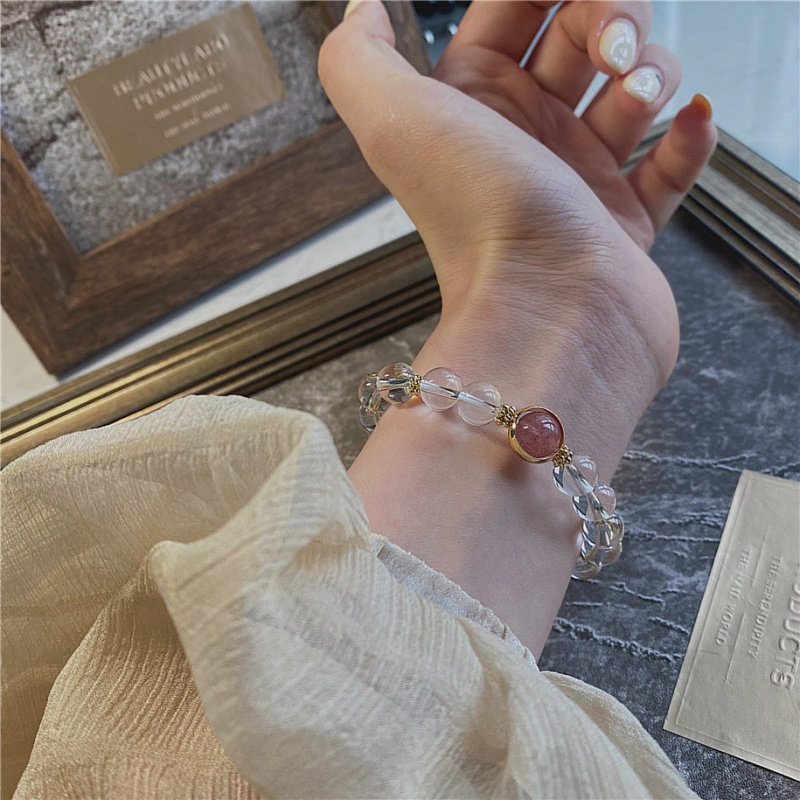 天然白水晶手链女上岸草莓晶ins