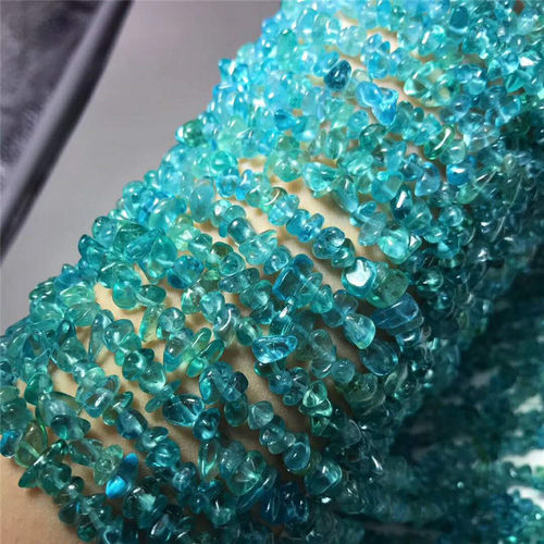 名都水晶 天然蓝磷灰散珠碎石批发 海蓝色随型半成品 DIY饰品配件