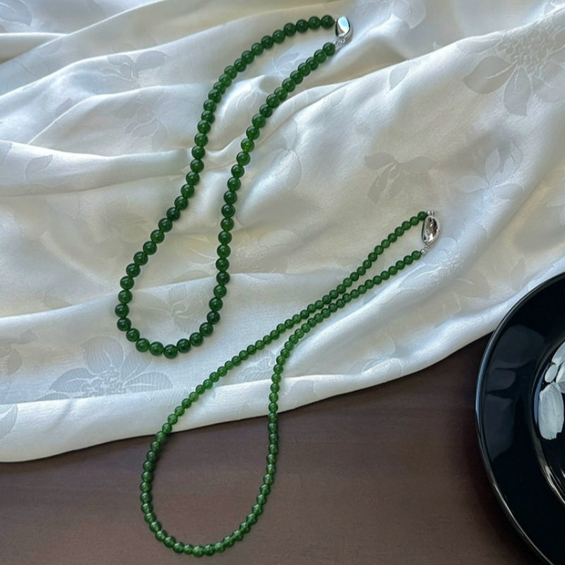 典润珠宝显白绿色项链玉髓串珠项